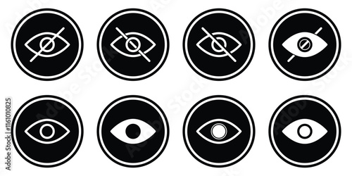 Eye icon set. See and unsee symbol. Vector illustration. EPS 10