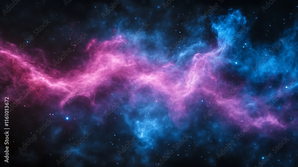 Naklejka premium Cosmic Nebula Pink And Blue Swirling Clouds
