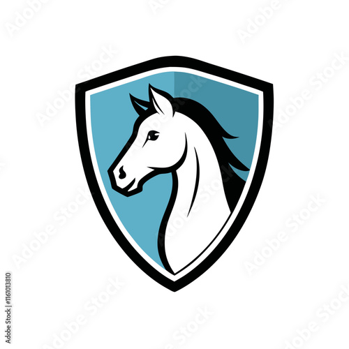 Horse Head Under a Shield Logo Illustration for Branding and Creative Design photo