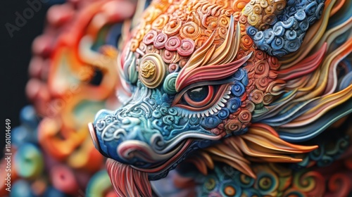 Wallpaper Mural Colorful ornate dragon head close-up. Torontodigital.ca