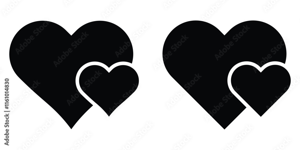 Collection of heart icon illustrations in white background Collection of heart icon illustrations in white background