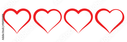 Collection of love heart symbol icons. Love illustration set with outline vector illustration, eps 10