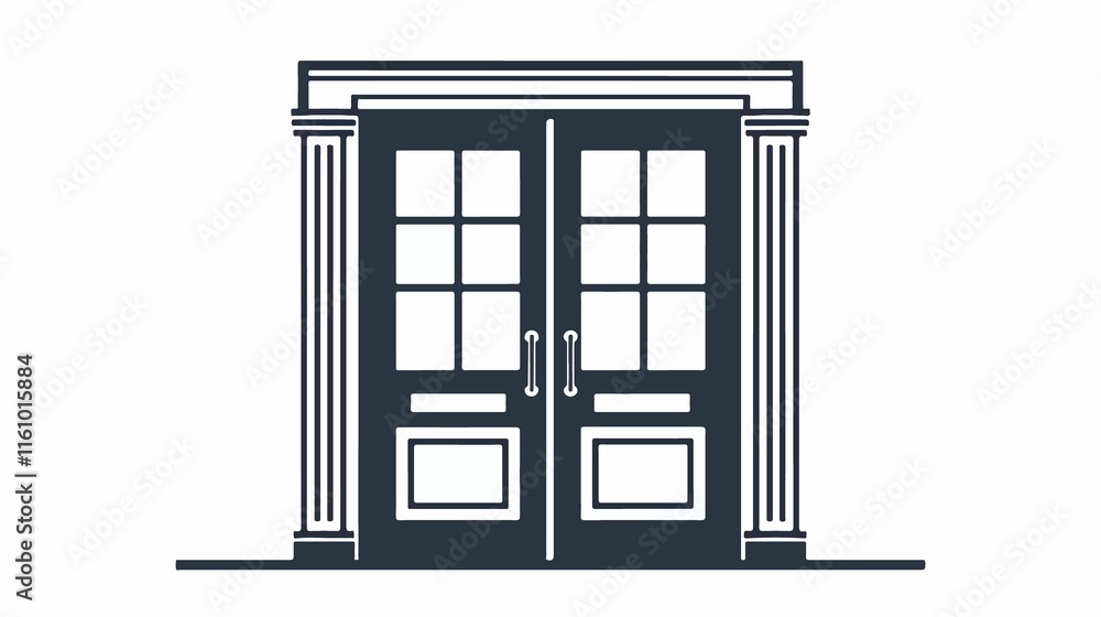 Obraz premium Vintage Saloon Swinging Doors Icon Vector Isolated