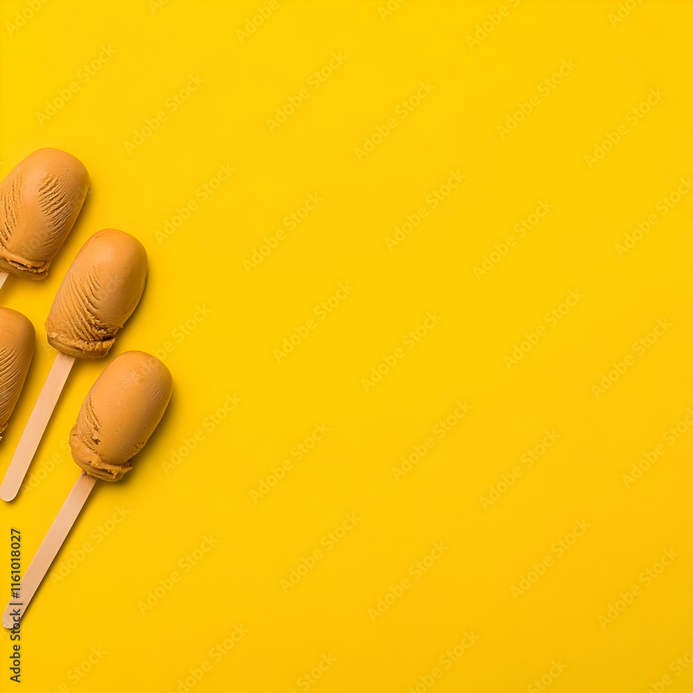 Obraz premium Yellow Background with Caramel Ice Pops