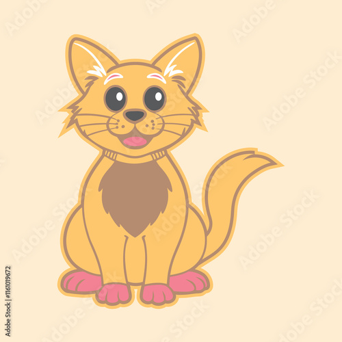 Adorable Cartoon Cat Illustration  Cute Orange Kitten