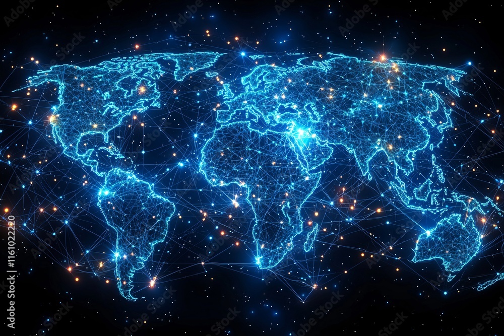 Global network connection World map abstract technology background global business innovation concept Global network connection World map abstract technology background global business innovation concept