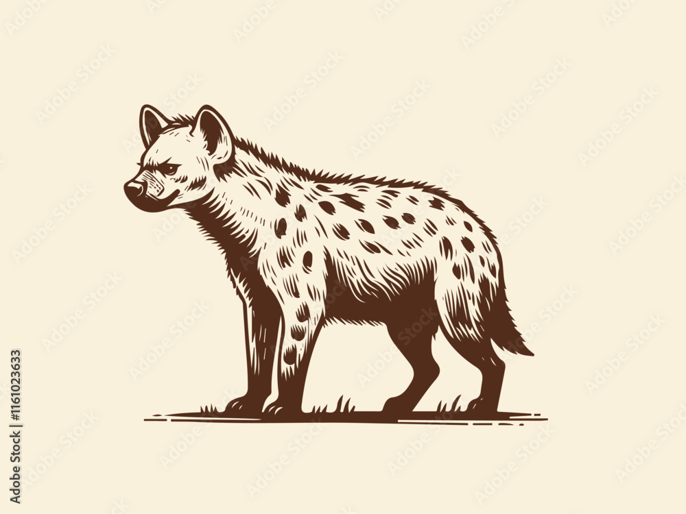 Obraz premium Hyena Hand Drawn Illustration Vector Isolated