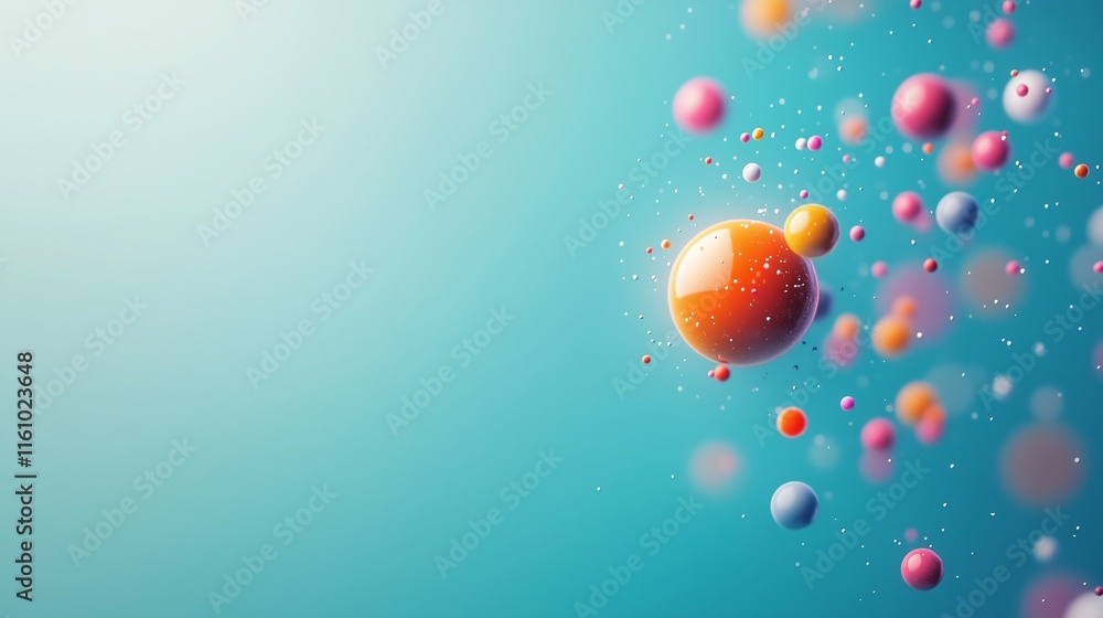 Fototapeta premium Vibrant representation of Earth as a glowing orb surrounded by colorful dots symbolizing life and connection