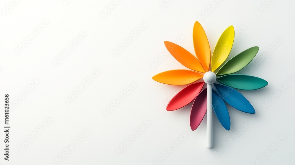 Fototapeta premium Colorful representation of a windmill symbolizing the movement of renewable energy