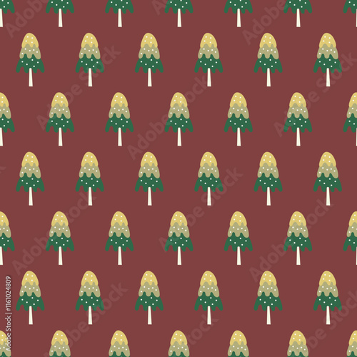 Pine trees seamless pattern. Winter woodland Christmas holiday surface design