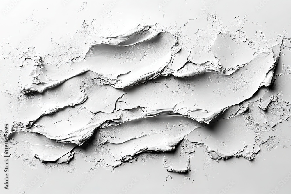 Obraz premium Close-up of weathered, cracked white plaster texture.