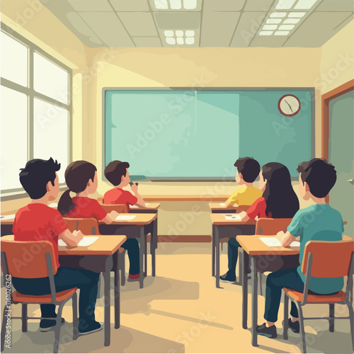 Students in University classroom vector design, Students in university illustration vector design