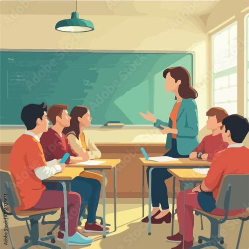 Students in University classroom vector design, Students in university illustration vector design