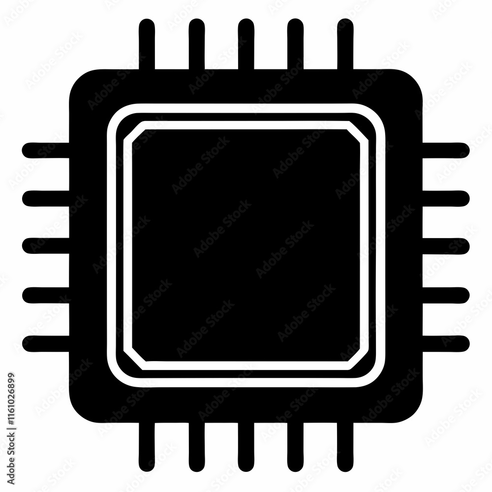 CPU Black Silhouette Vector CPU Black Silhouette Vector