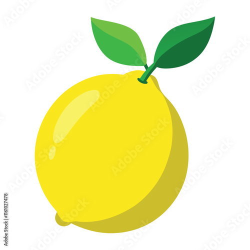 Fresh Lemon with Green Leaves Illustration Design