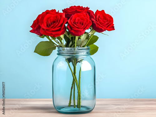 Wallpaper Mural Red Roses in Glass Jar Still Life Photo Torontodigital.ca