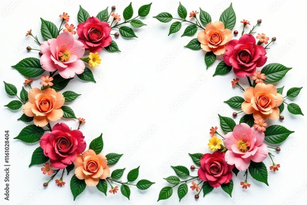 Ornate floral wreath with flowers and greenery, bouquet, floral