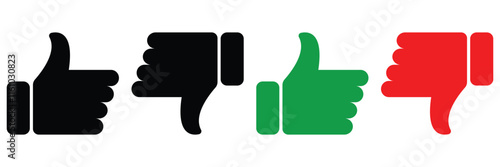 Thumb up and down, green thumb indicate up sign and red thumb indicate down sign.