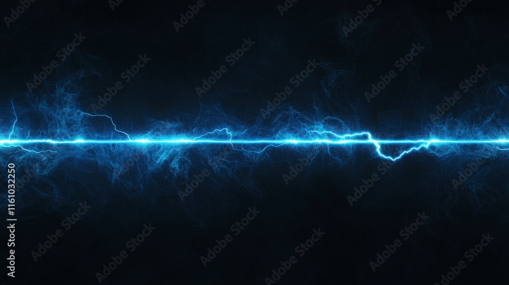 Blue Lightning Across Black Background. Blue Lightning Across Black Background.