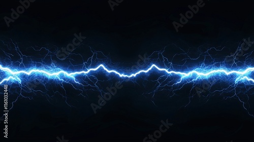 Blue Lightning Strike on Black Background.