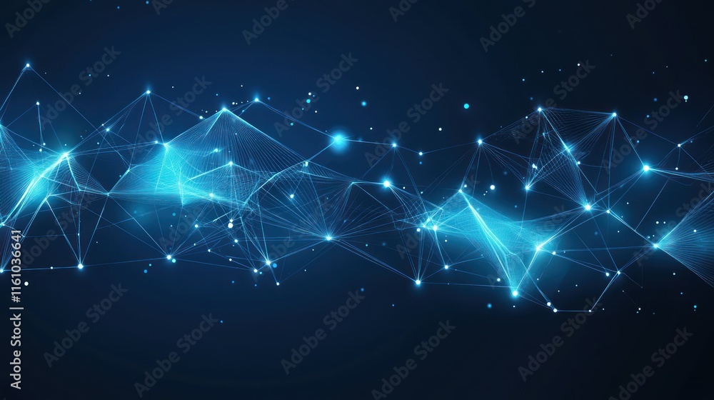 Abstract Blue Network Glowing Points Lines Dark Background Abstract Blue Network Glowing Points Lines Dark Background
