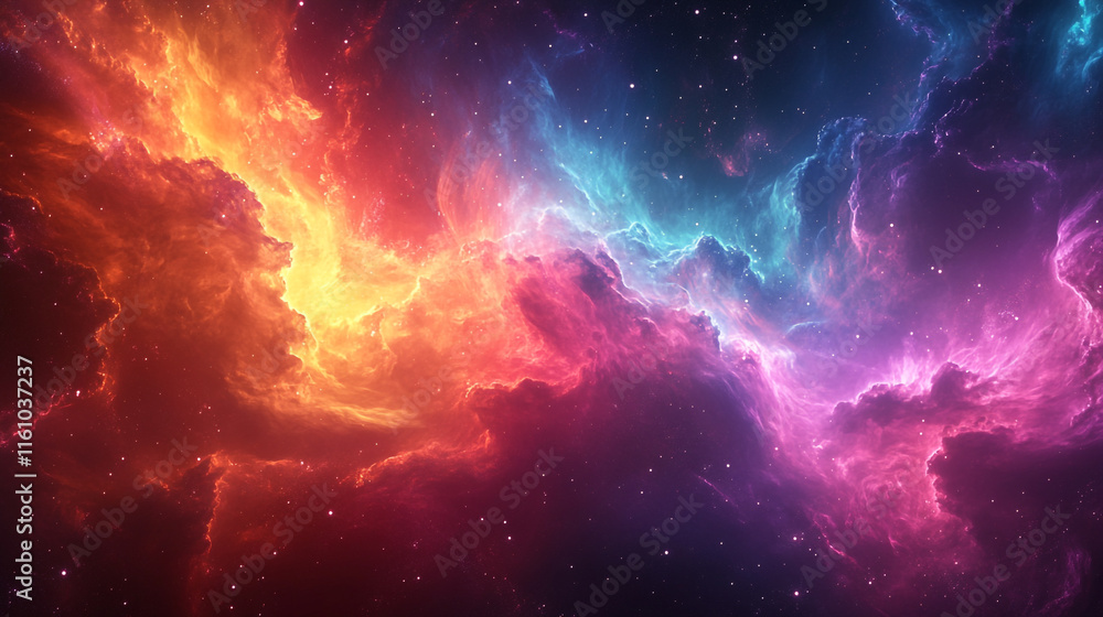 Colorful cosmic clouds illuminate the night sky in vibrant hues of purple and orange Colorful cosmic clouds illuminate the night sky in vibrant hues of purple and orange