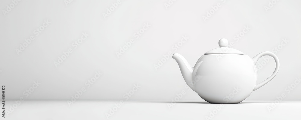 A minimalist white teapot on a clean surface, ideal for tea-themed designs. A minimalist white teapot on a clean surface, ideal for tea-themed designs.