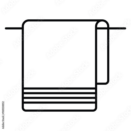 Towel on hanger icon vector. Bathroom towel hanger icon. Towel on hanger line art icon isolated on white background.