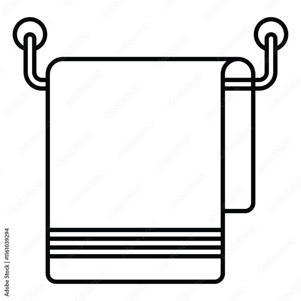 Towel on hanger icon. Towel hanger line icon illustration. Towel on hanger icon. Towel hanger line icon illustration.