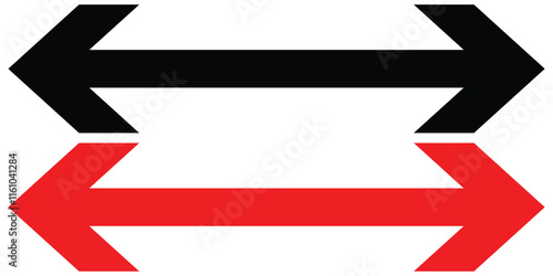 Dual sided arrow vector, silhouette design. Long double ended arrow vector design for website, app and logo design. Vector illustration of duel side arrow on white background.