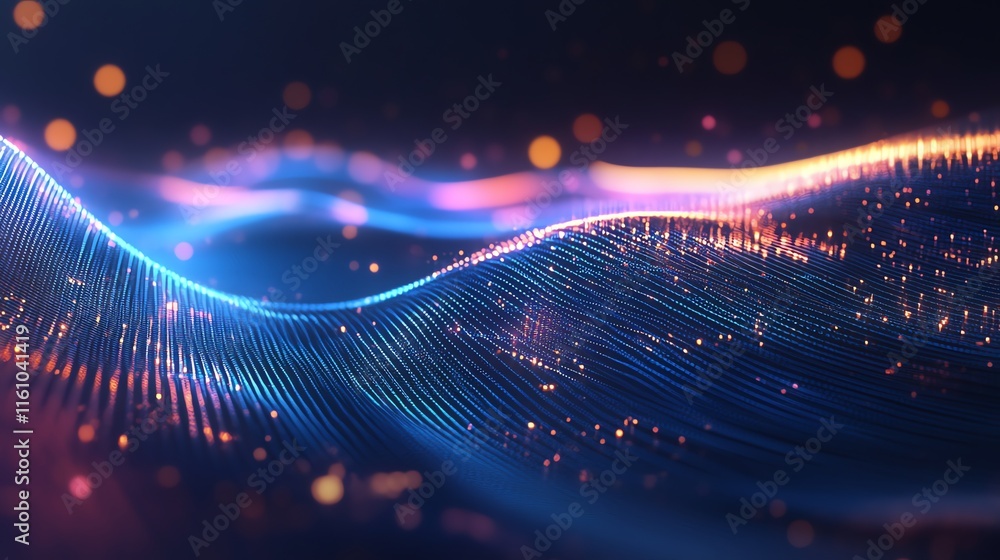 custom made wallpaper toronto digitalAbstract digital wave blue purple, glowing particles, technology background