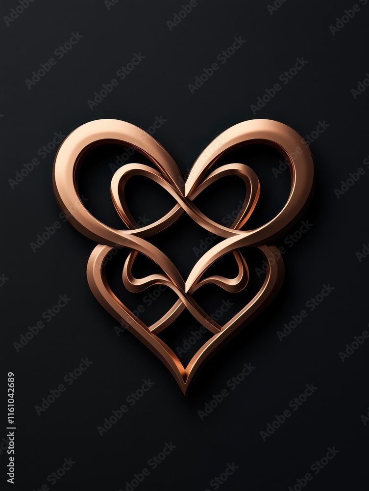 Elegant intertwined hearts symbolizing love and unity in a sophisticated design. Elegant intertwined hearts symbolizing love and unity in a sophisticated design.