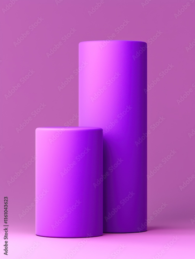Stylish purple cylinders on a vibrant background for modern design inspiration. Stylish purple cylinders on a vibrant background for modern design inspiration.