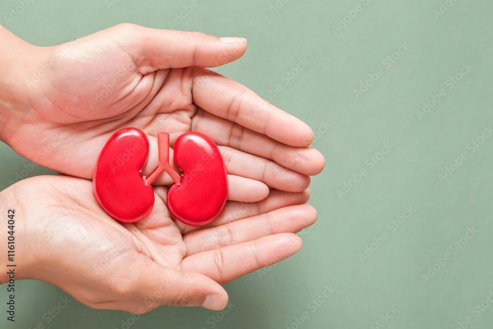 Support and Compassion: Red Kidney Symbol in Hands Support and Compassion: Red Kidney Symbol in Hands