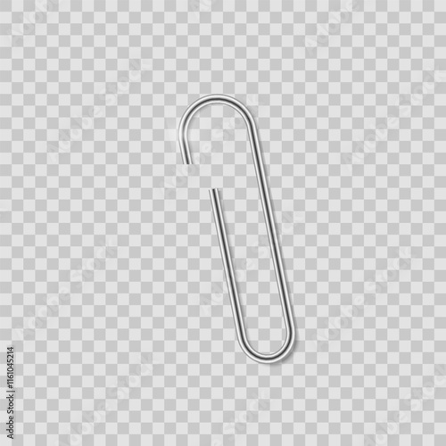Metal paperclip. Realistic paper clip office tool. Vector 3D illustration