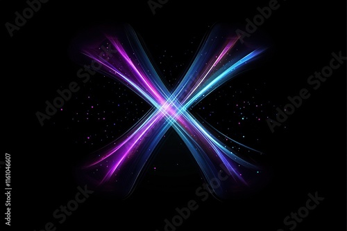 Wallpaper Mural Abstract glowing X-shaped light streaks on black background.  Dynamic, vibrant colors and subtle sparkle. Torontodigital.ca