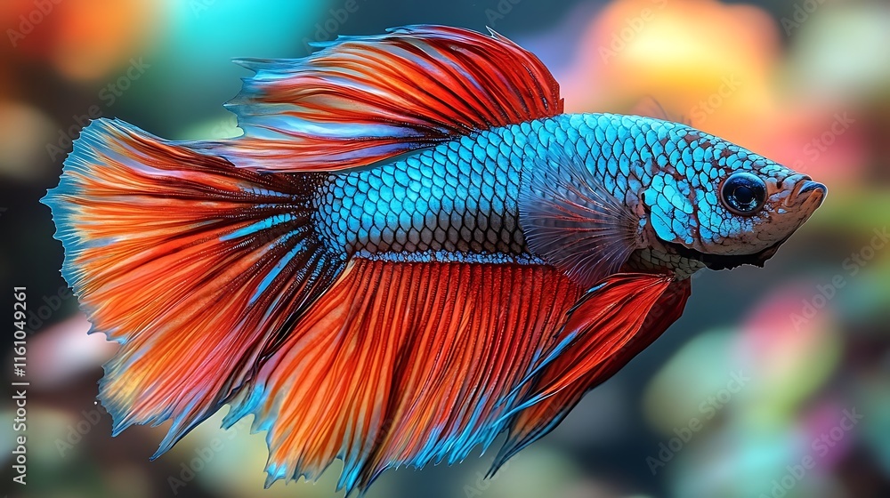Vibrant Halfmoon Betta Fish Displays Stunning Fins Vibrant Halfmoon Betta Fish Displays Stunning Fins