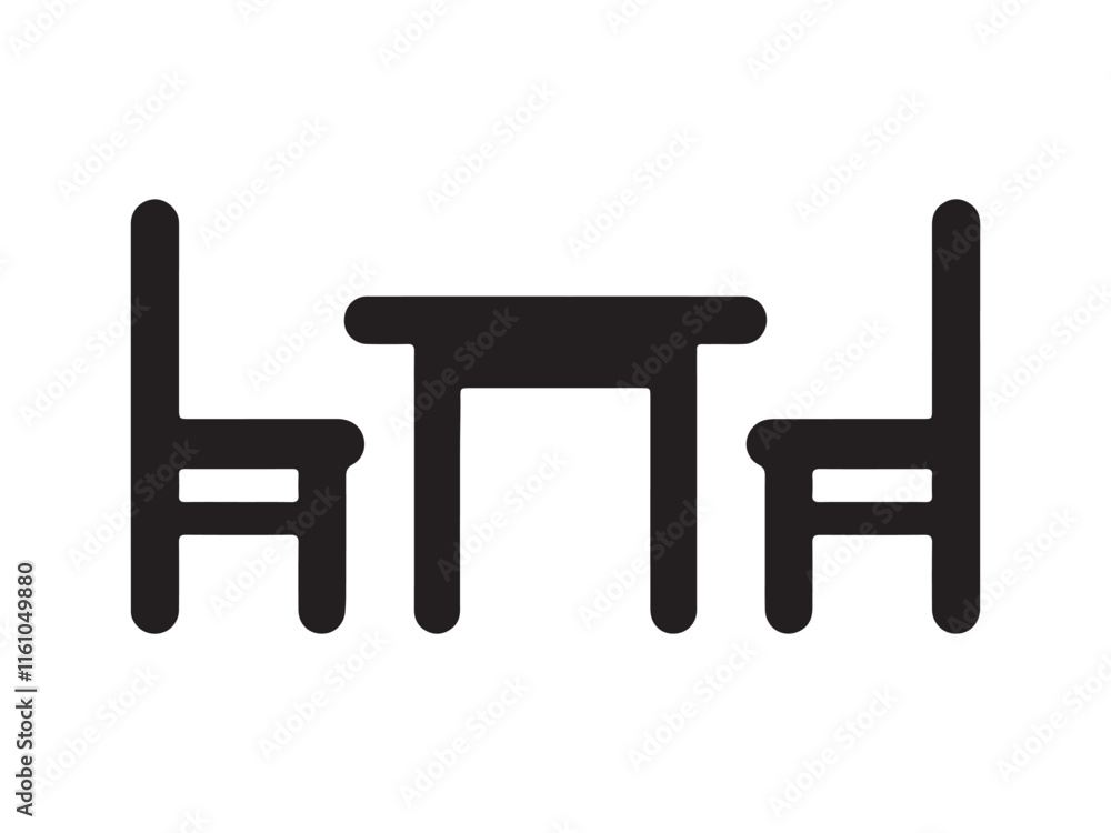 Table and chairs icon. Black Table and chairs icon on white background. Vector illustration Table and chairs icon. Black Table and chairs icon on white background. Vector illustration
