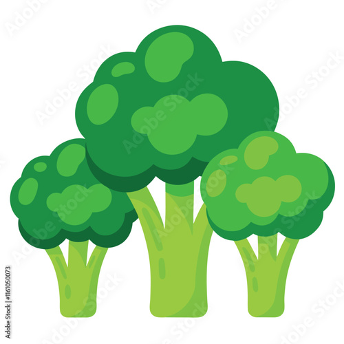 Fresh Green Broccoli Vector Clipart Illustration Artwork