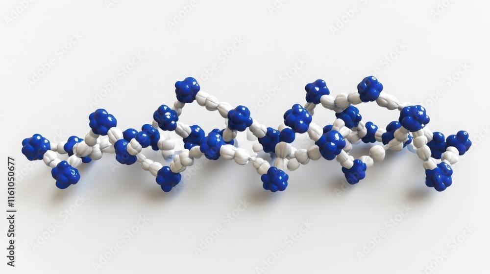 Blue and White Molecular Chain Model Blue and White Molecular Chain Model