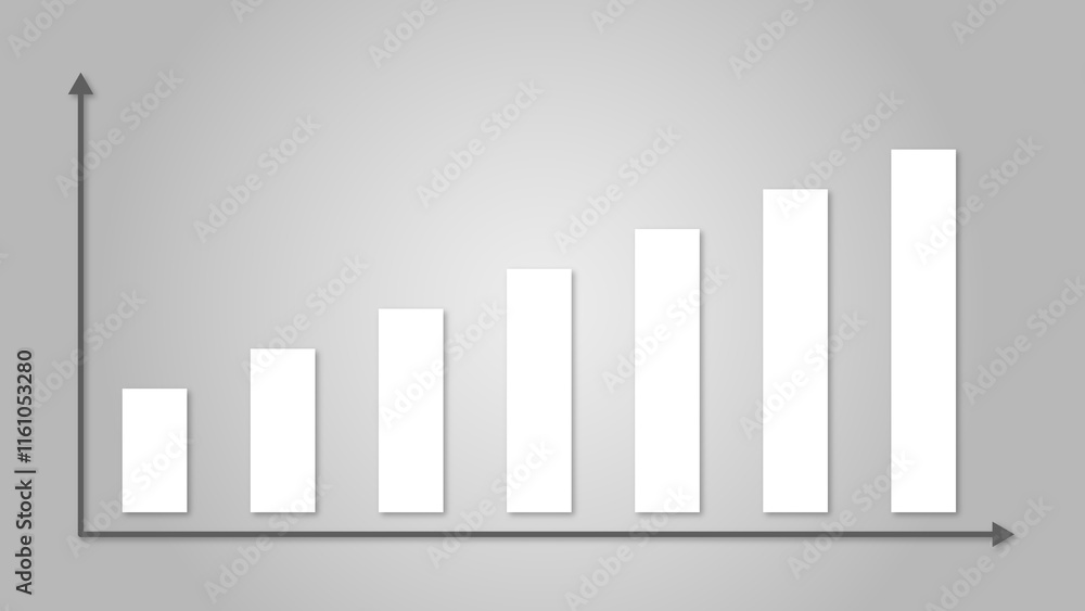 Increasing concept. Minimalist illustration of a white bar chart with gradually increasing bars against a grey backdrop. For growth, increase themes. Increasing concept. Minimalist illustration of a white bar chart with gradually increasing bars against a grey backdrop. For growth, increase themes.
