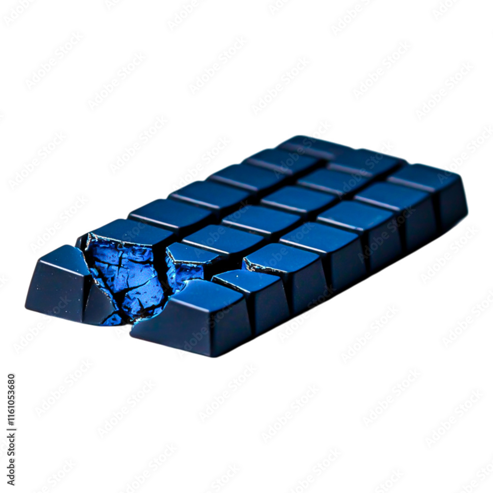 Broken Blue Chocolate Bar with Shiny Inside on Dark Background Broken Blue Chocolate Bar with Shiny Inside on Dark Background