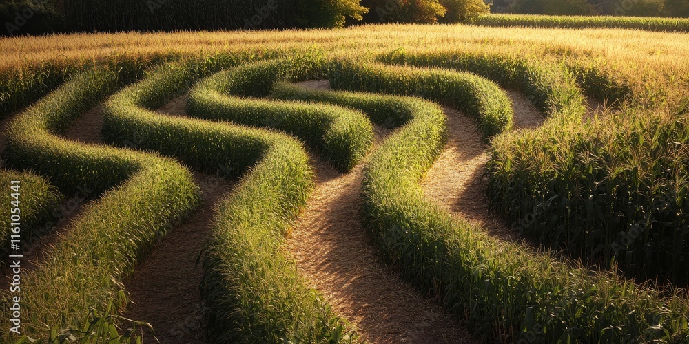 Fork in the Path of a Corn Maze, Explore the winding paths of a corn maze, where each fork presents a new adventure and decision within the intricate corn maze landscape. Fork in the Path of a Corn Maze, Explore the winding paths of a corn maze, where each fork presents a new adventure and decision within the intricate corn maze landscape.