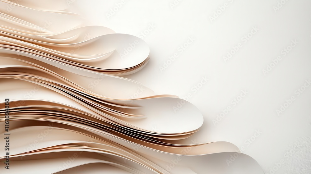 Layers of translucent neutral shapes forming a 3D abstract composition Layers of translucent neutral shapes forming a 3D abstract composition