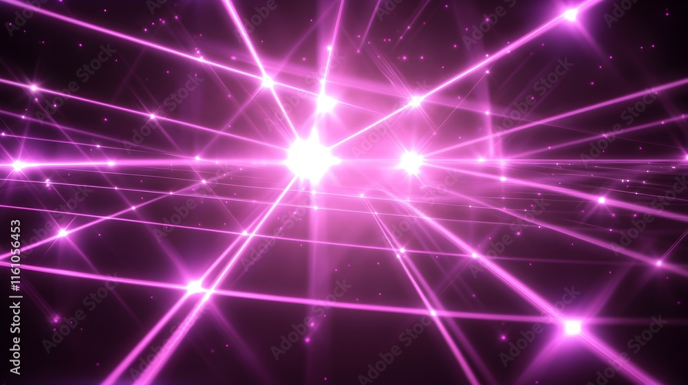 Cosmic Dance: A mesmerizing abstract background with pink light beams and glowing white stars, evoking a sense of cosmic energy and ethereal beauty. 