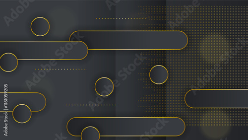 Abstract Dark Black Gold Material Modern Background With Golden Lines Stripes Shadows Backdrop Wallpaper Decoration Vector Design Style