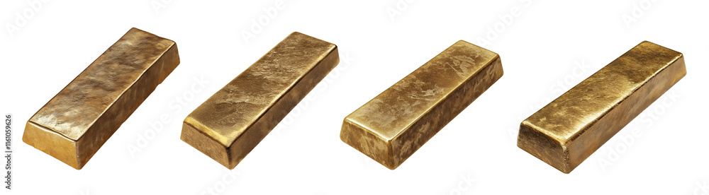 Set of gold bars isolated on transparent or white background Set of gold bars isolated on transparent or white background