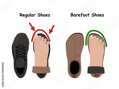 Barefoot shoes. Compare regular vs barefoot shoes. This shoe has a flexible upper and outsole that allows the feet to move and flex naturally, and effectively engage every bone