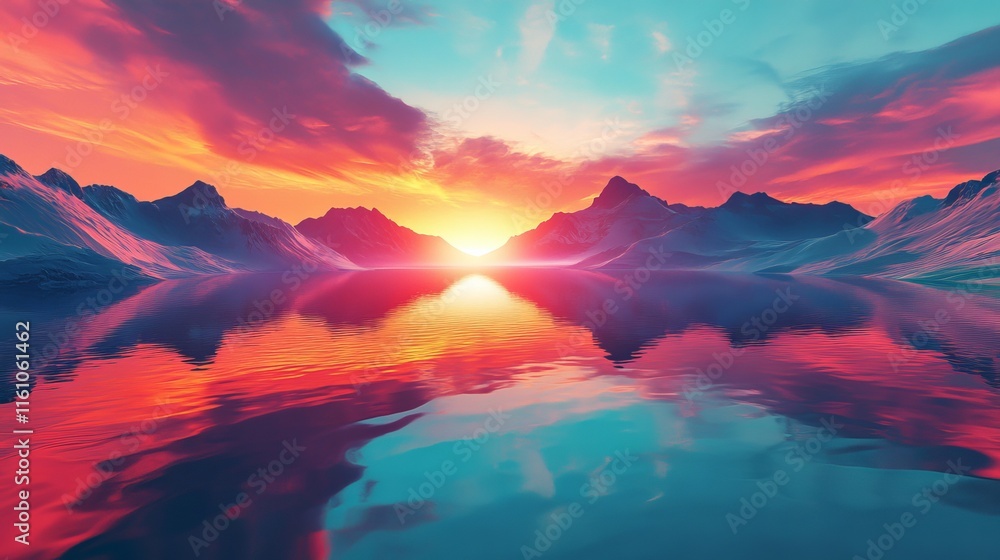 Fototapeta premium nature visuals ripple through surreal, radiant digital compositions., Generative AI