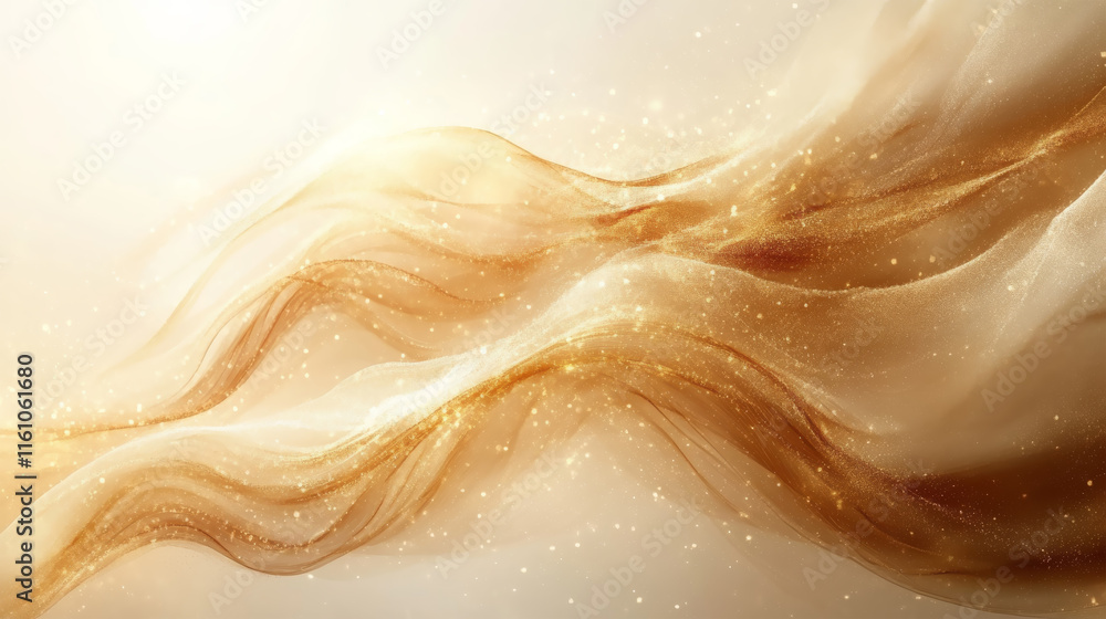 Obraz premium Abstract Gold Background. Golden wWaves on White Background, illustration